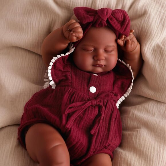 20 Inch Reborn Baby Doll Black Girl Realistic Soft Newborn Toy Gift for Kids - Picture 8 of 9